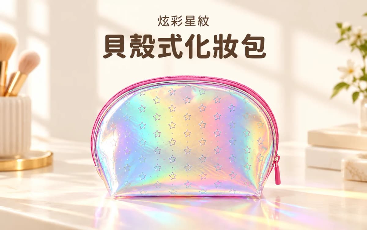 炫彩星紋貝殼化妝包 ｜ Holographic Star Cosmetic Pouch