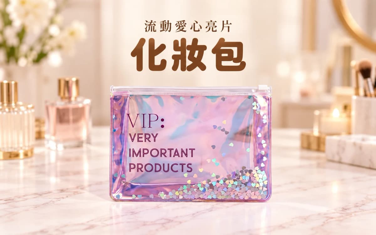 流動愛心亮片透明化妝包 ｜ Glitter Heart Makeup Pouch