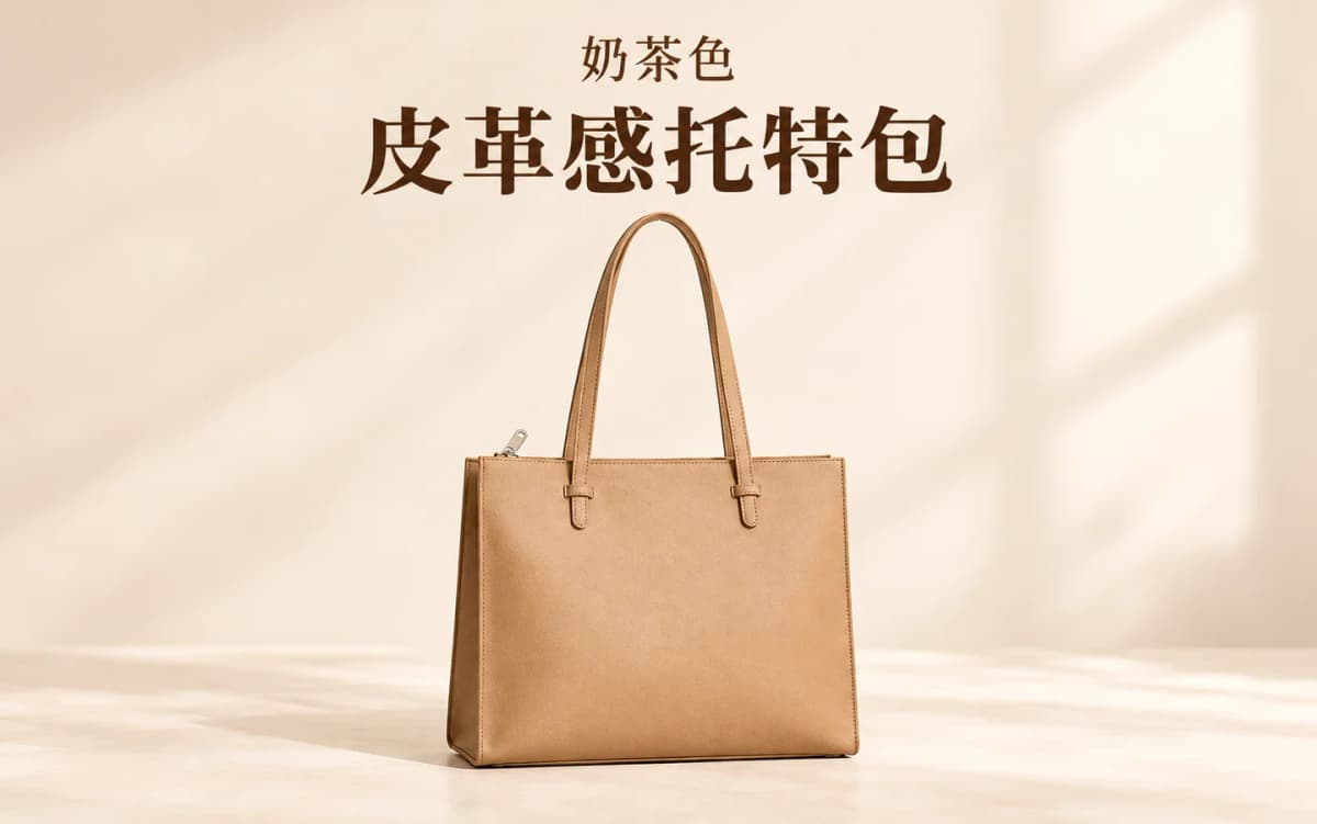 奶茶色皮革感托特包 | Camel Leather Tote Bag 1