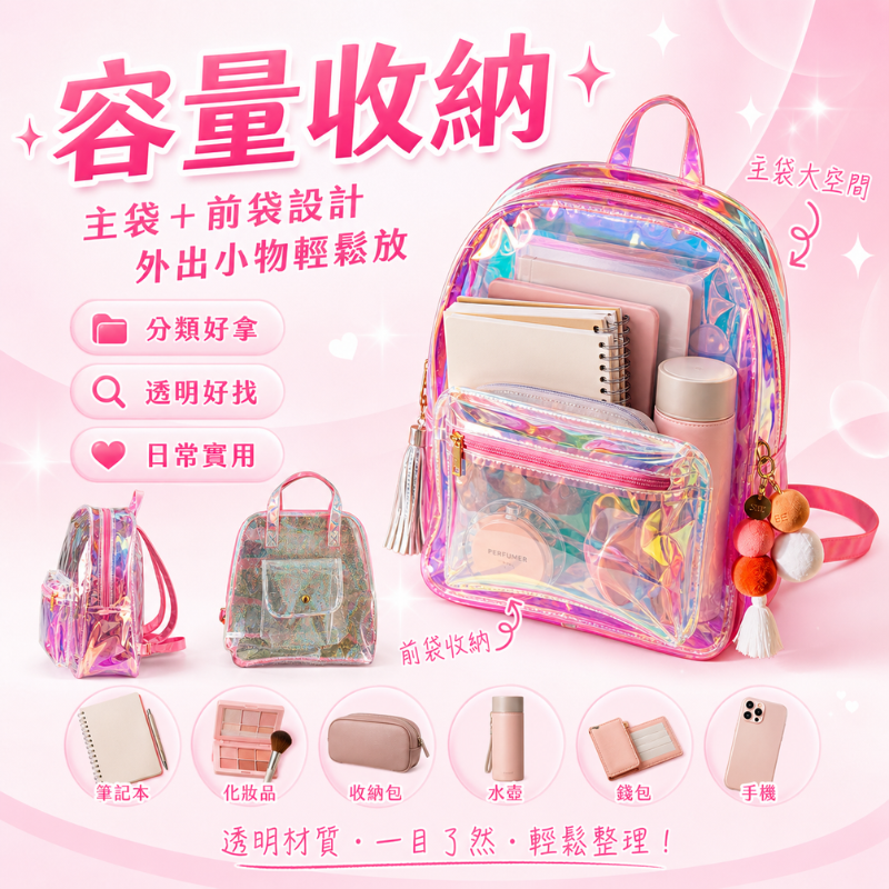 幻彩雷射透明後背包 | Holographic Transparent Backpack