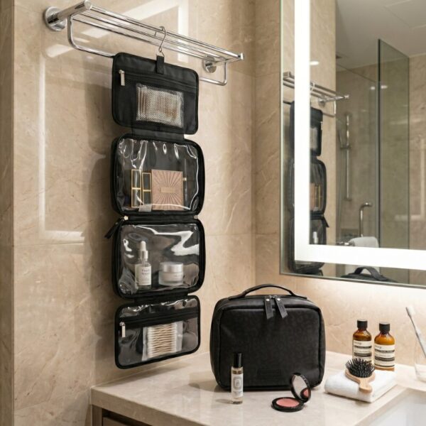 Classic Black Hanging Toiletry Bag