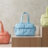 嫩綠色輕量雲朵旅行托特包｜Soft Green Puffy Travel Tote Bag