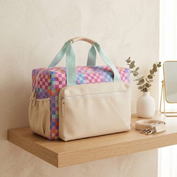 彩虹棋盤格旅行袋｜Rainbow Checker Duffle Bag